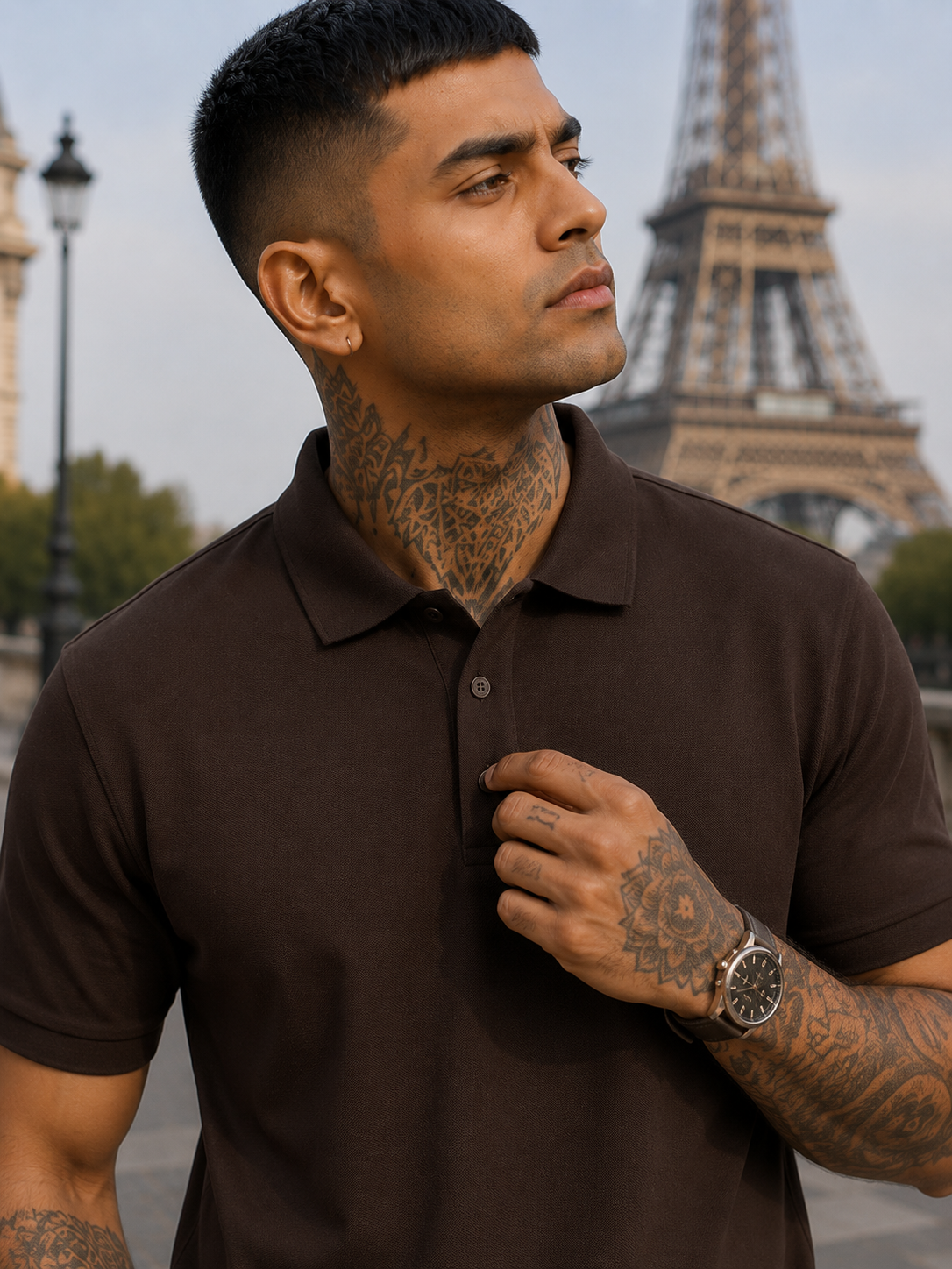 Men's Coffee Brown Polo T-shirt
