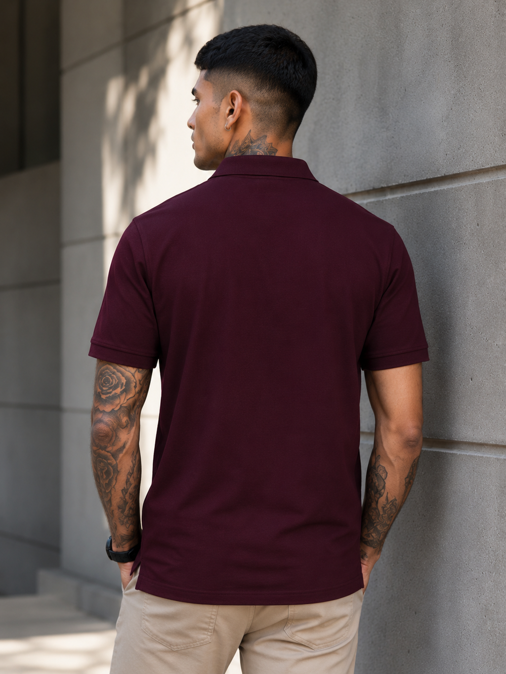 Men's Maroon Polo T-shirt