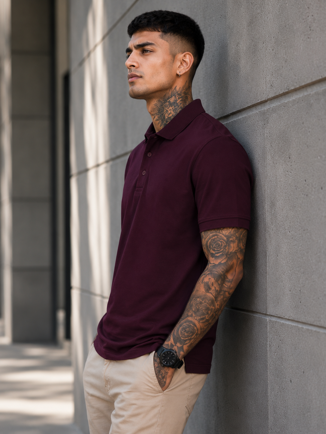 Men's Maroon Polo T-shirt