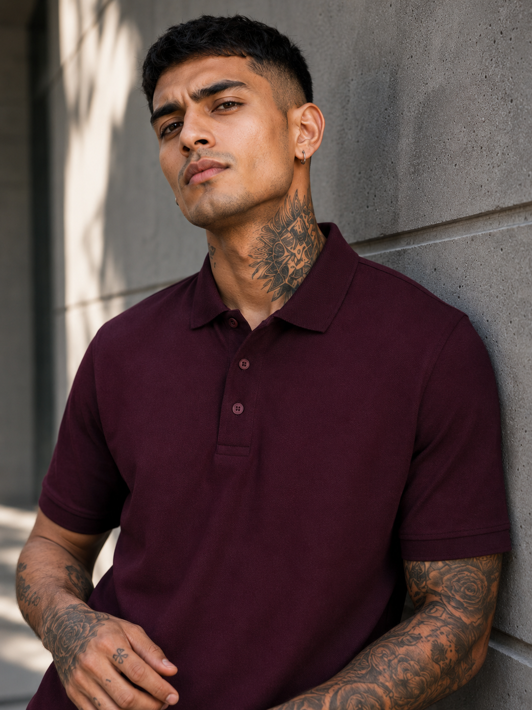 Men's Maroon Polo T-shirt