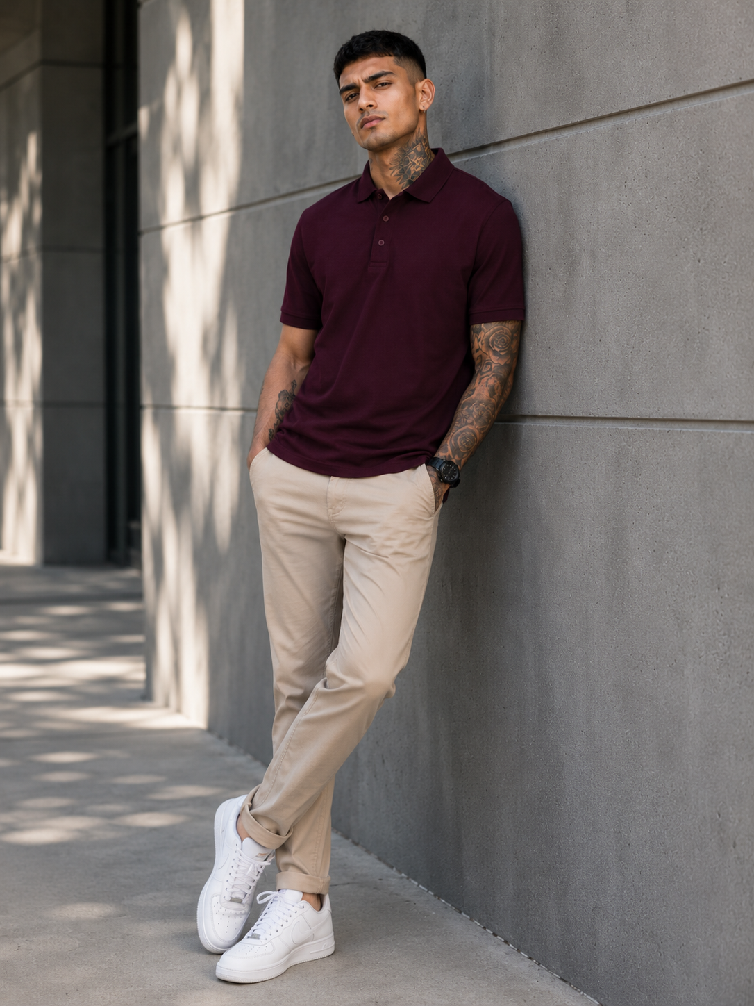 Men's Maroon Polo T-shirt