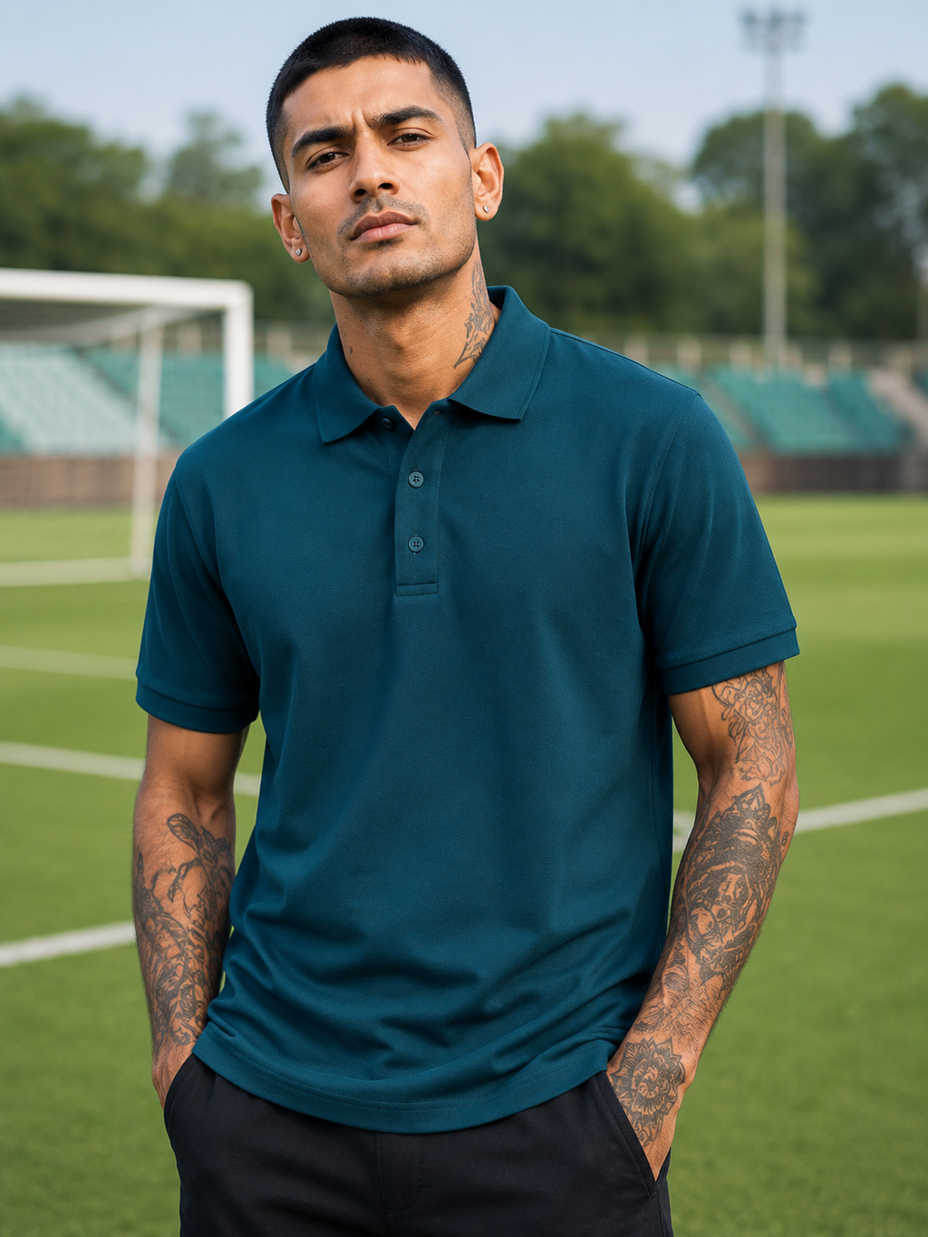 Men's Petrol Blue Polo T-shirt
