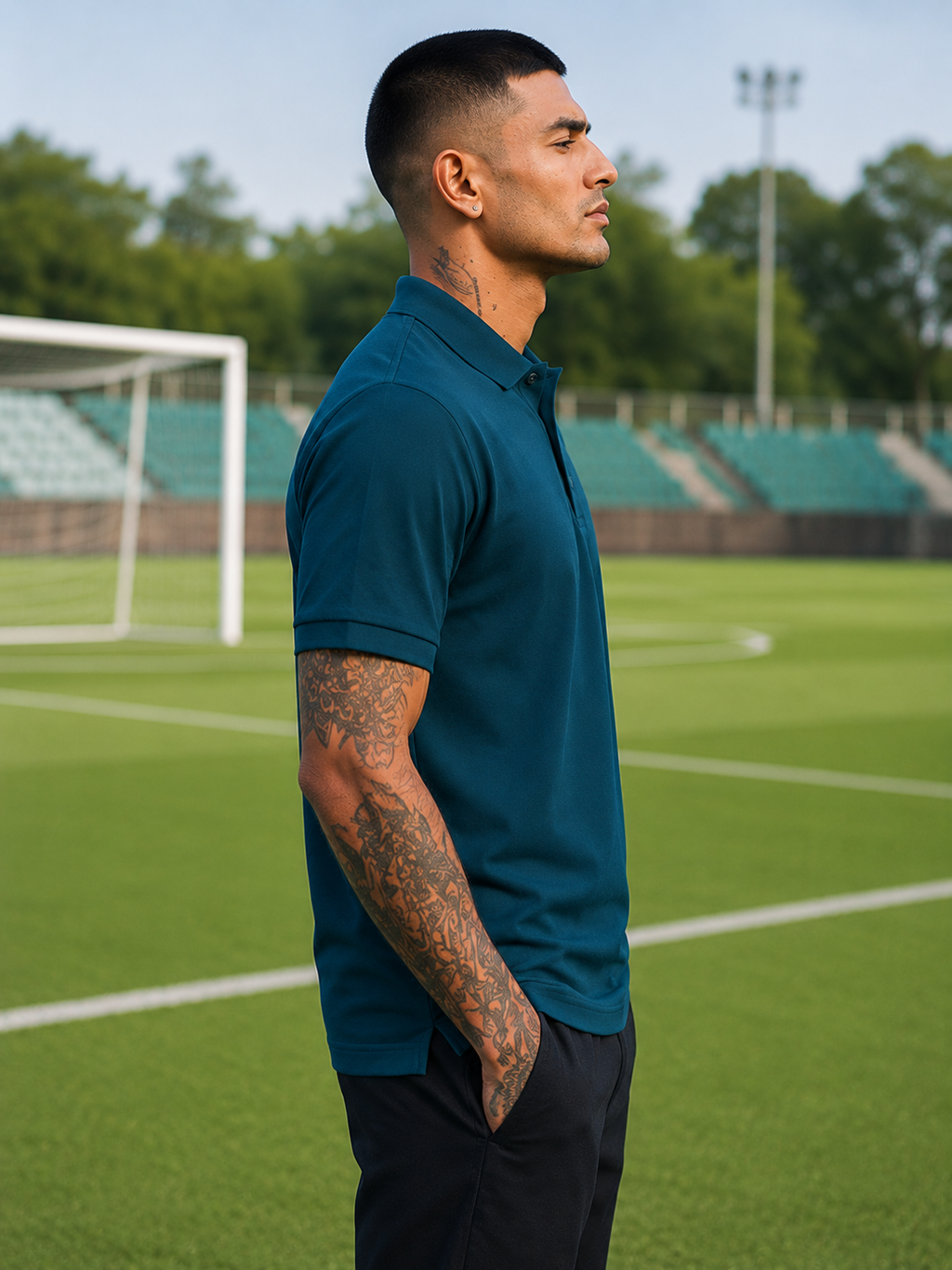 Men's Petrol Blue Polo T-shirt