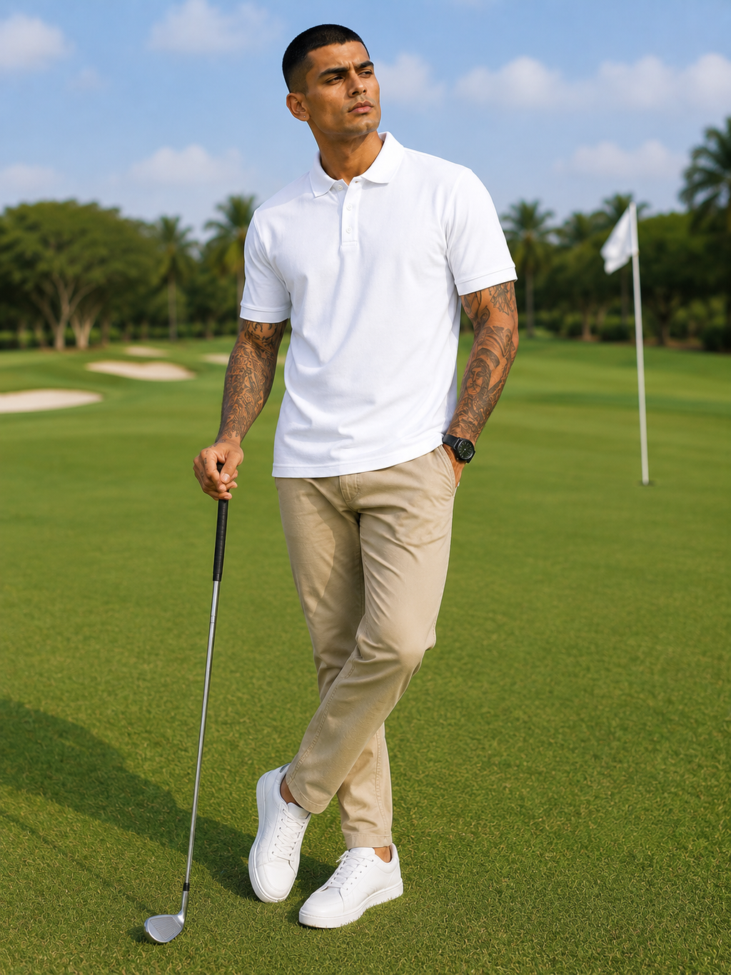 Men's White Polo T-shirt