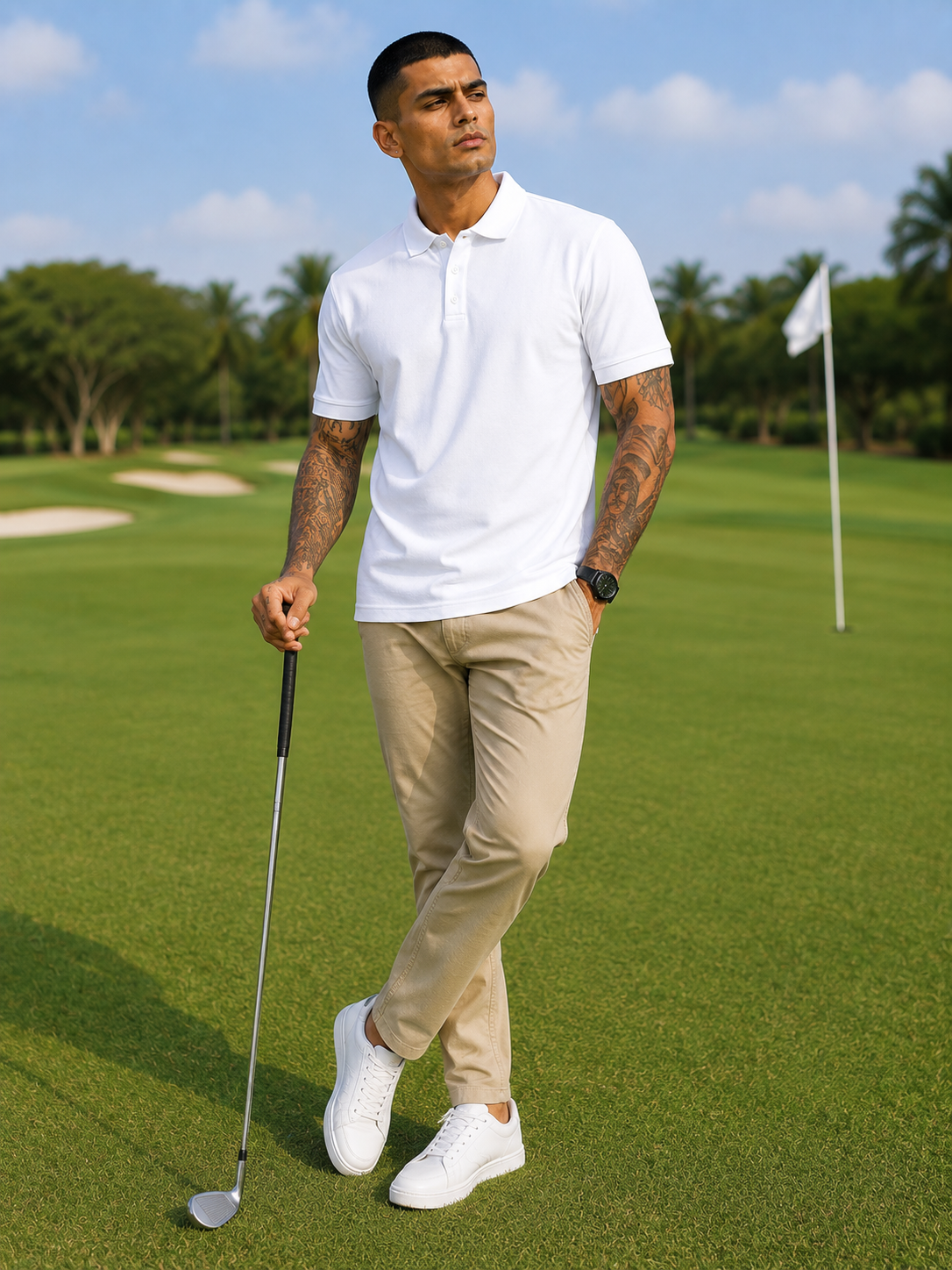 Men's White Polo T-shirt