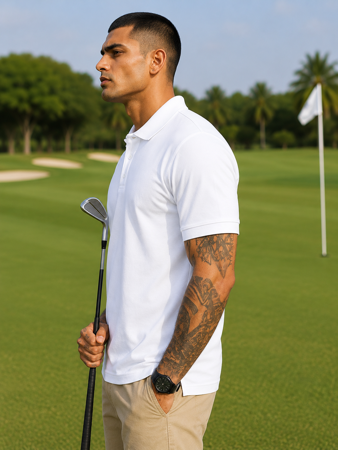 Men's White Polo T-shirt