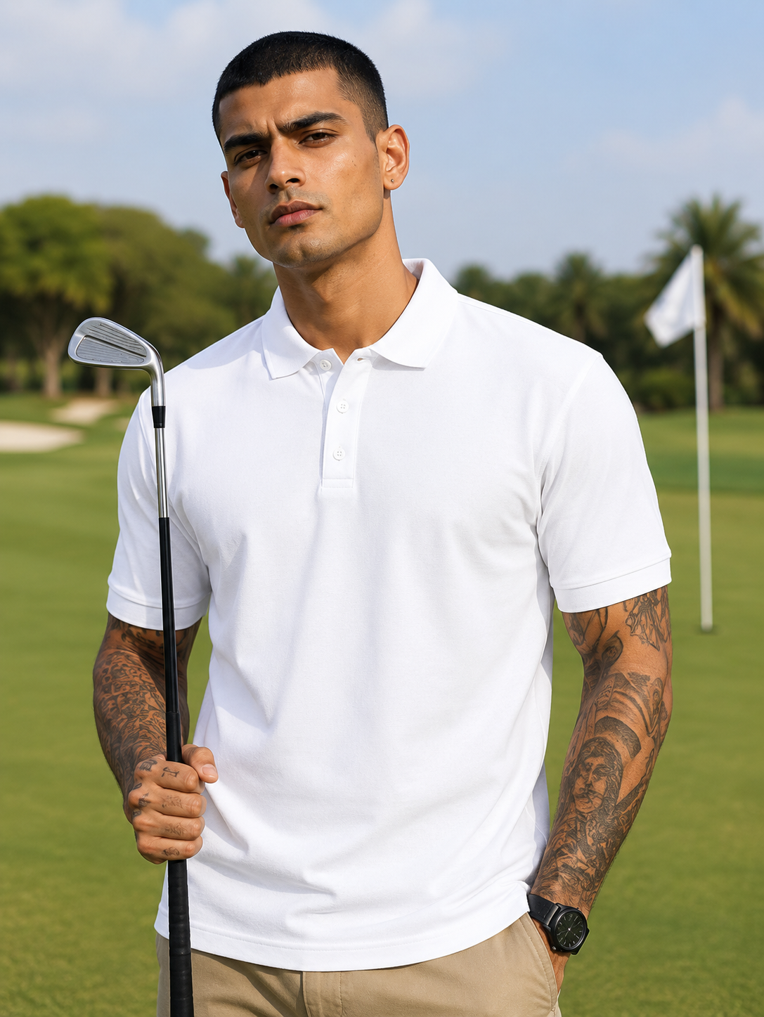 Men's White Polo T-shirt