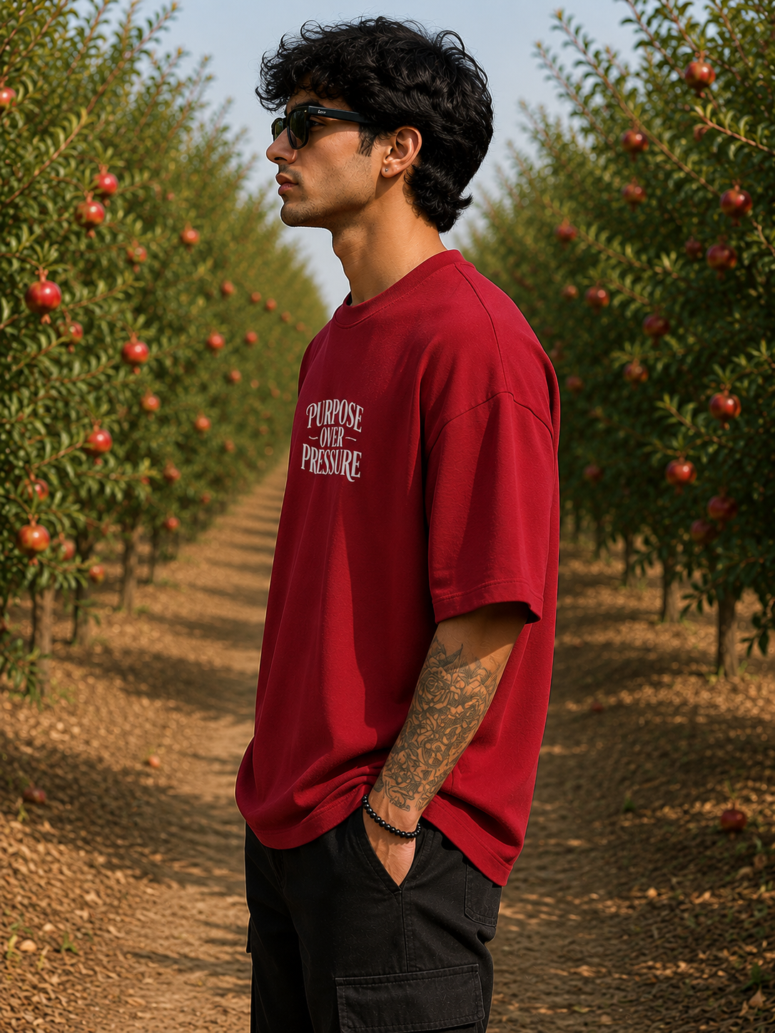 Men's Black POP Typography Oversized T-Shirt