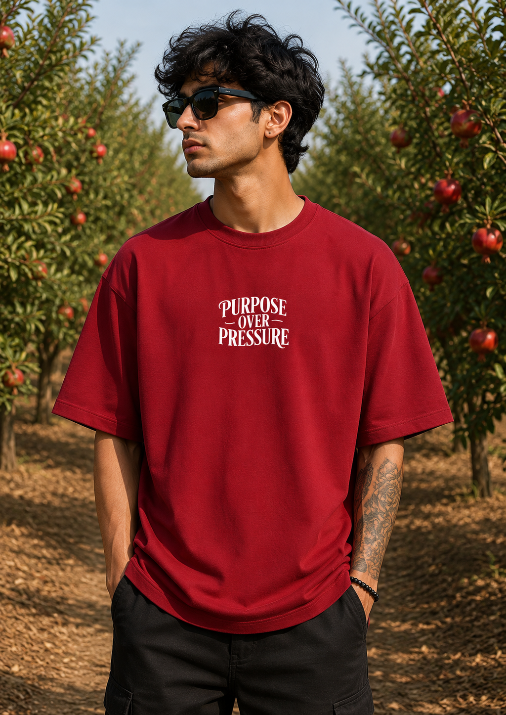 Men's Black POP Typography Oversized T-Shirt