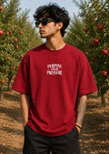 Men's Black POP Typography Oversized T-Shirt