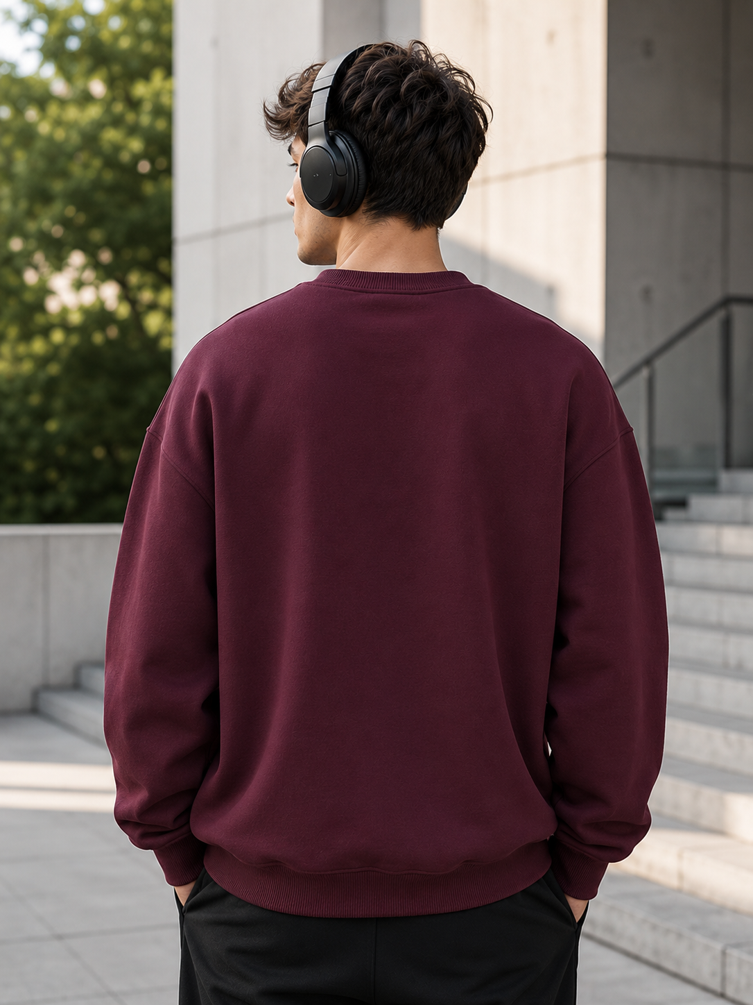 Men's Maroon Oversized Sweatshirt