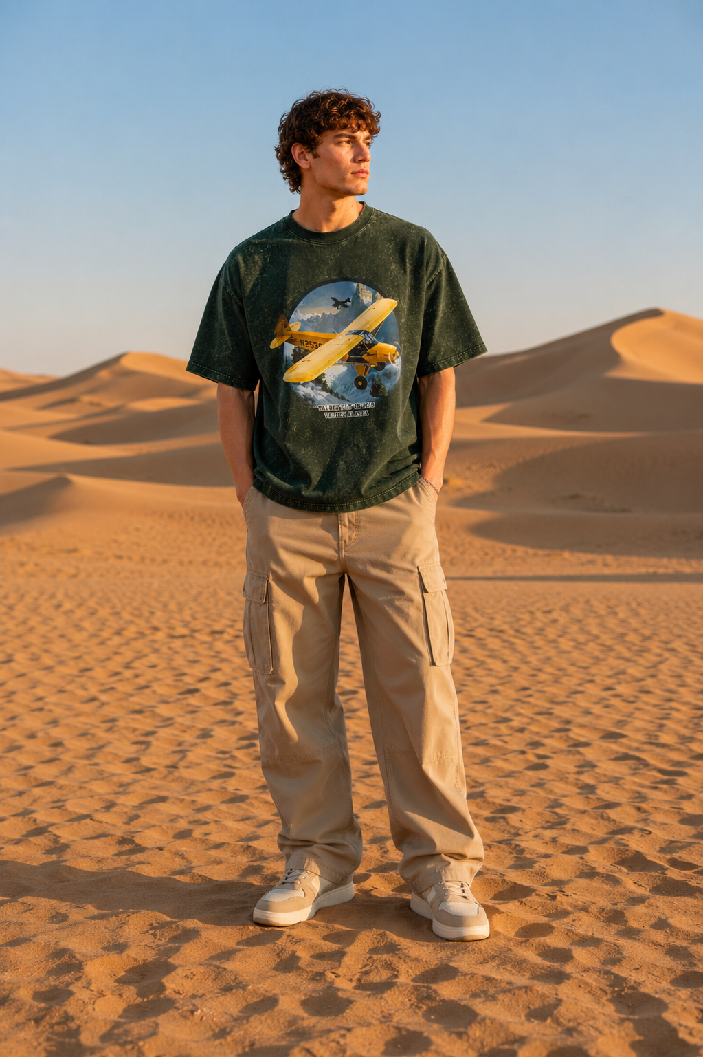 Men's Bottle Green Acid Wash Oversized T-shirt