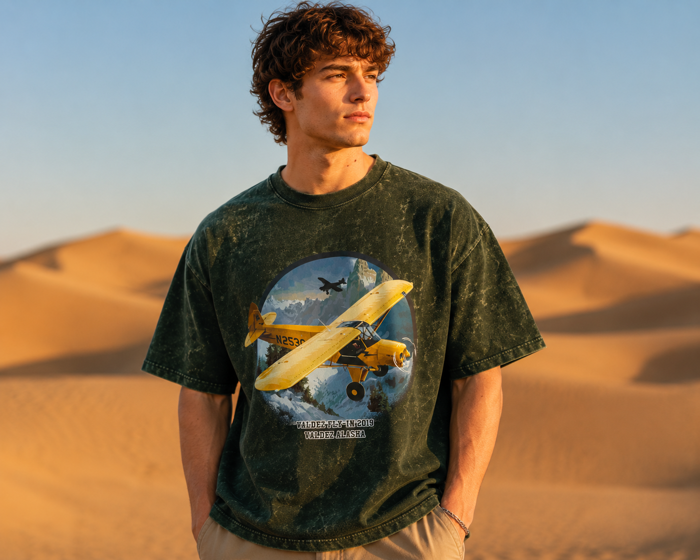 Men's Bottle Green Acid Wash Oversized T-shirt