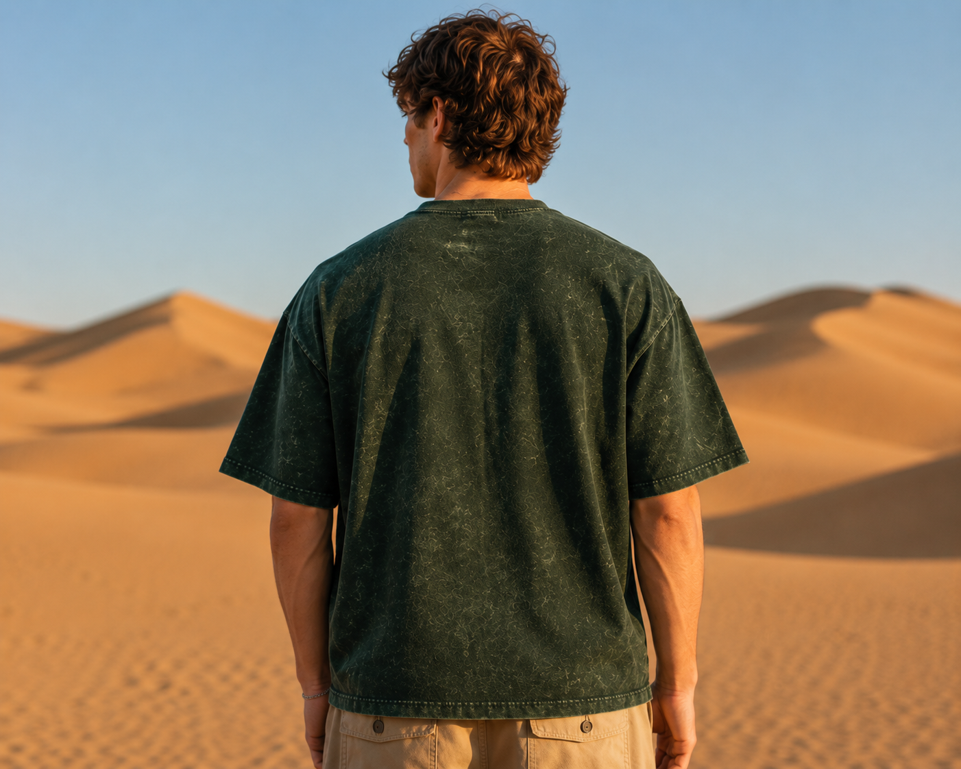 Men's Bottle Green Acid Wash Oversized T-shirt