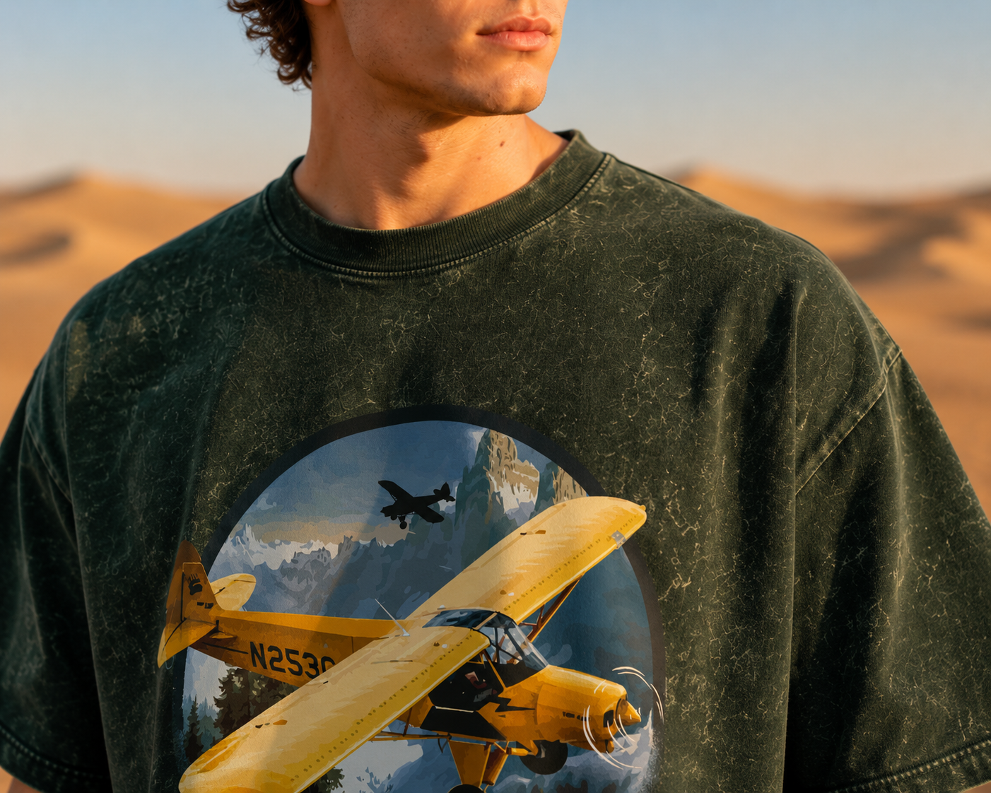 Men's Bottle Green Acid Wash Oversized T-shirt