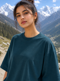 Women's Petrol Blue Classic Oversized T-Shirt.