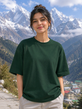 Women's Bottle Green Classic Oversized T-Shirt.
