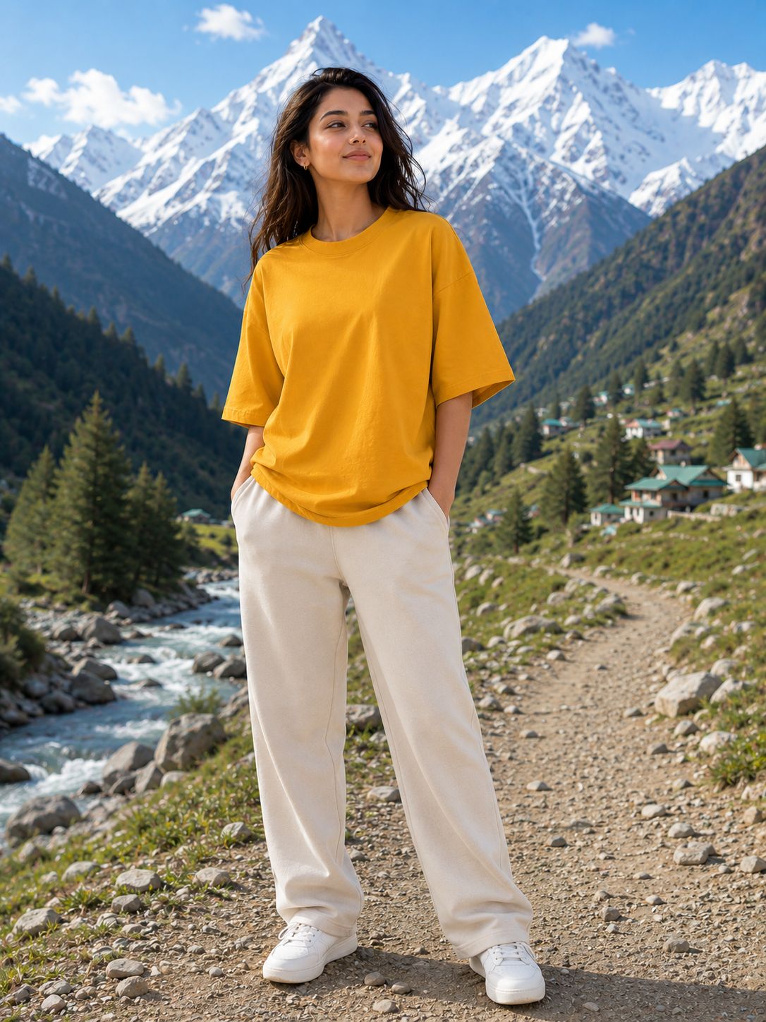 Women's Golden Yellow Classic Oversized T-Shirt.