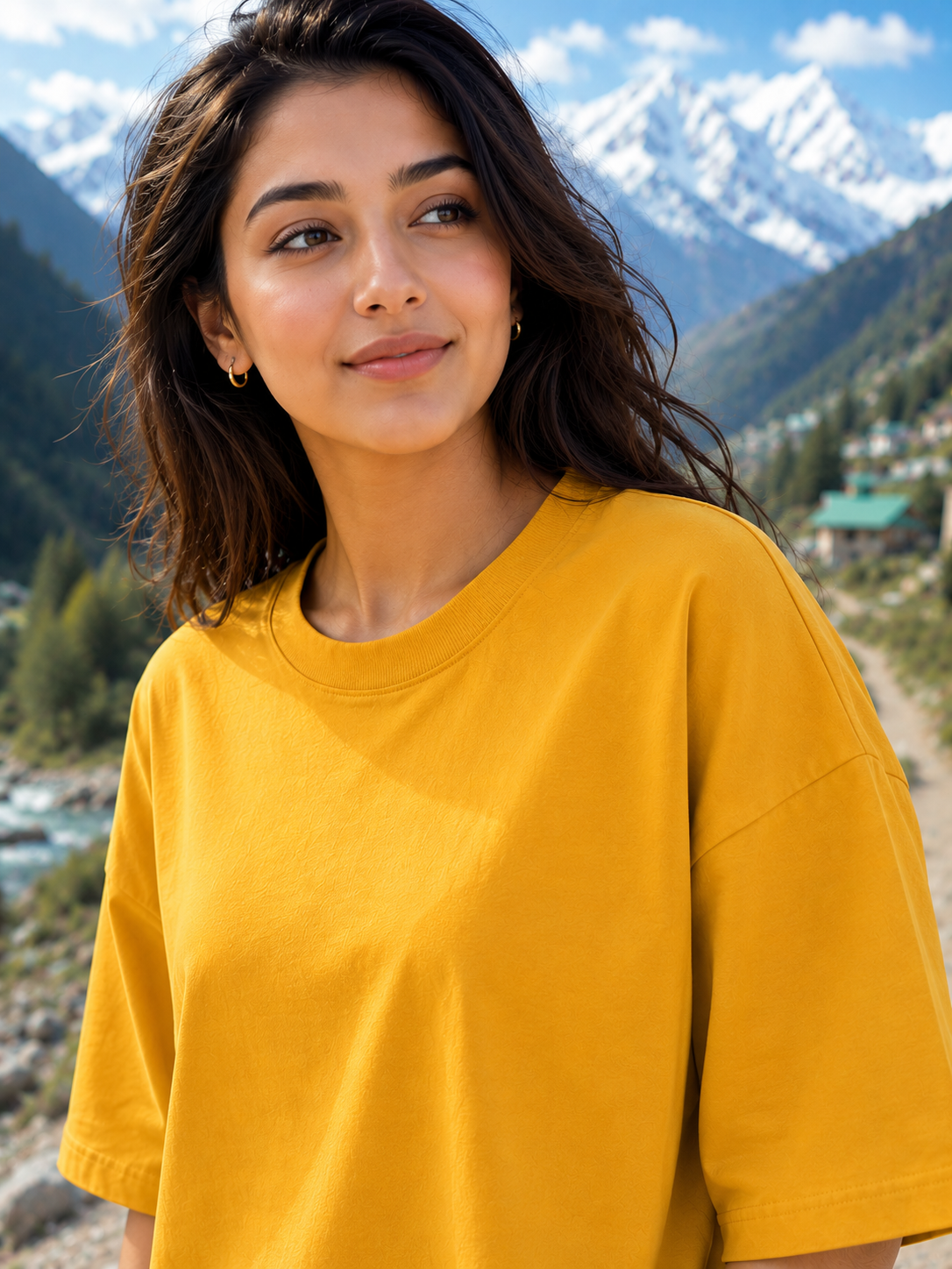 Women's Golden Yellow Classic Oversized T-Shirt.