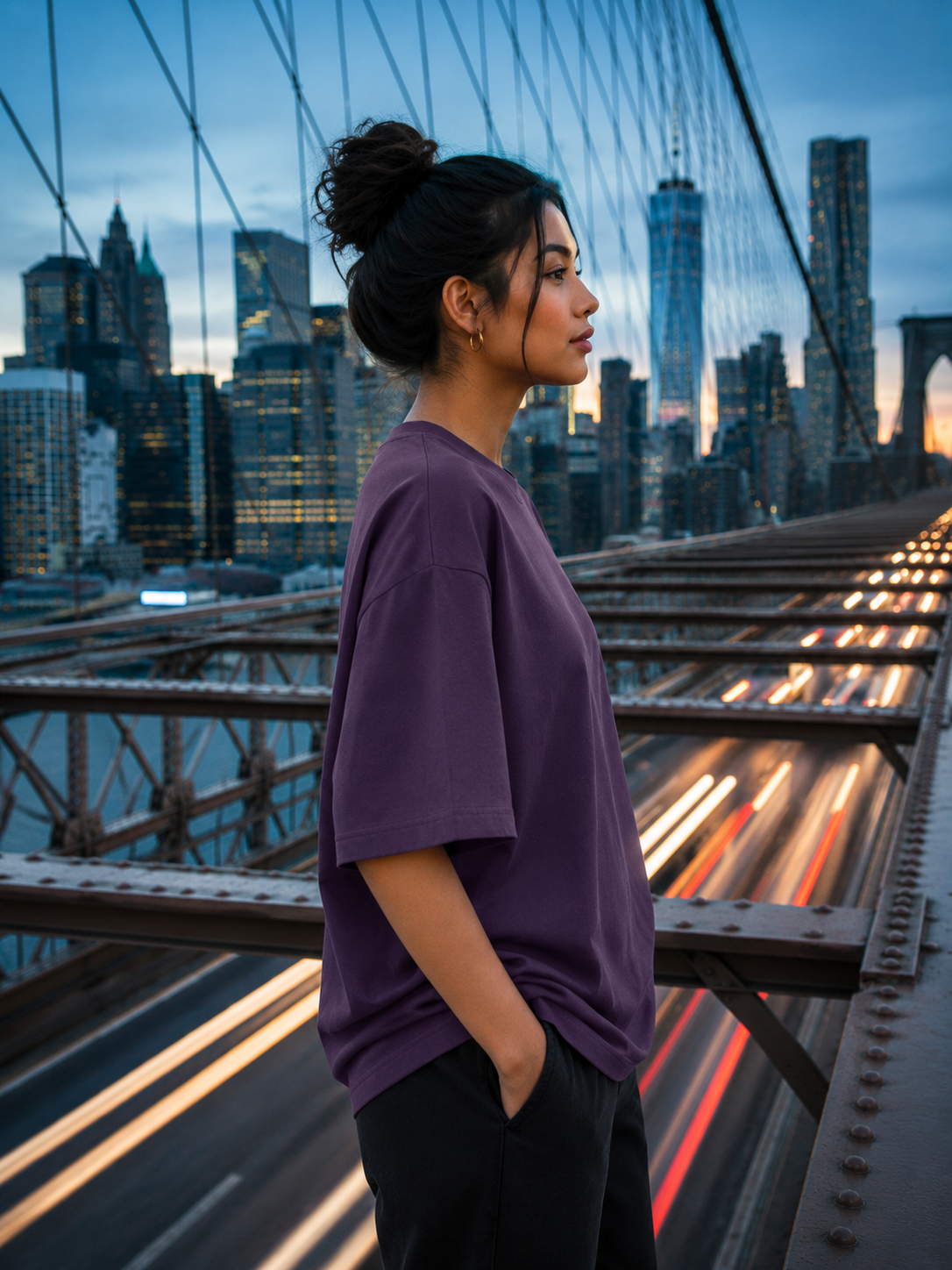 Women's Purple Classic Oversized T-Shirt.