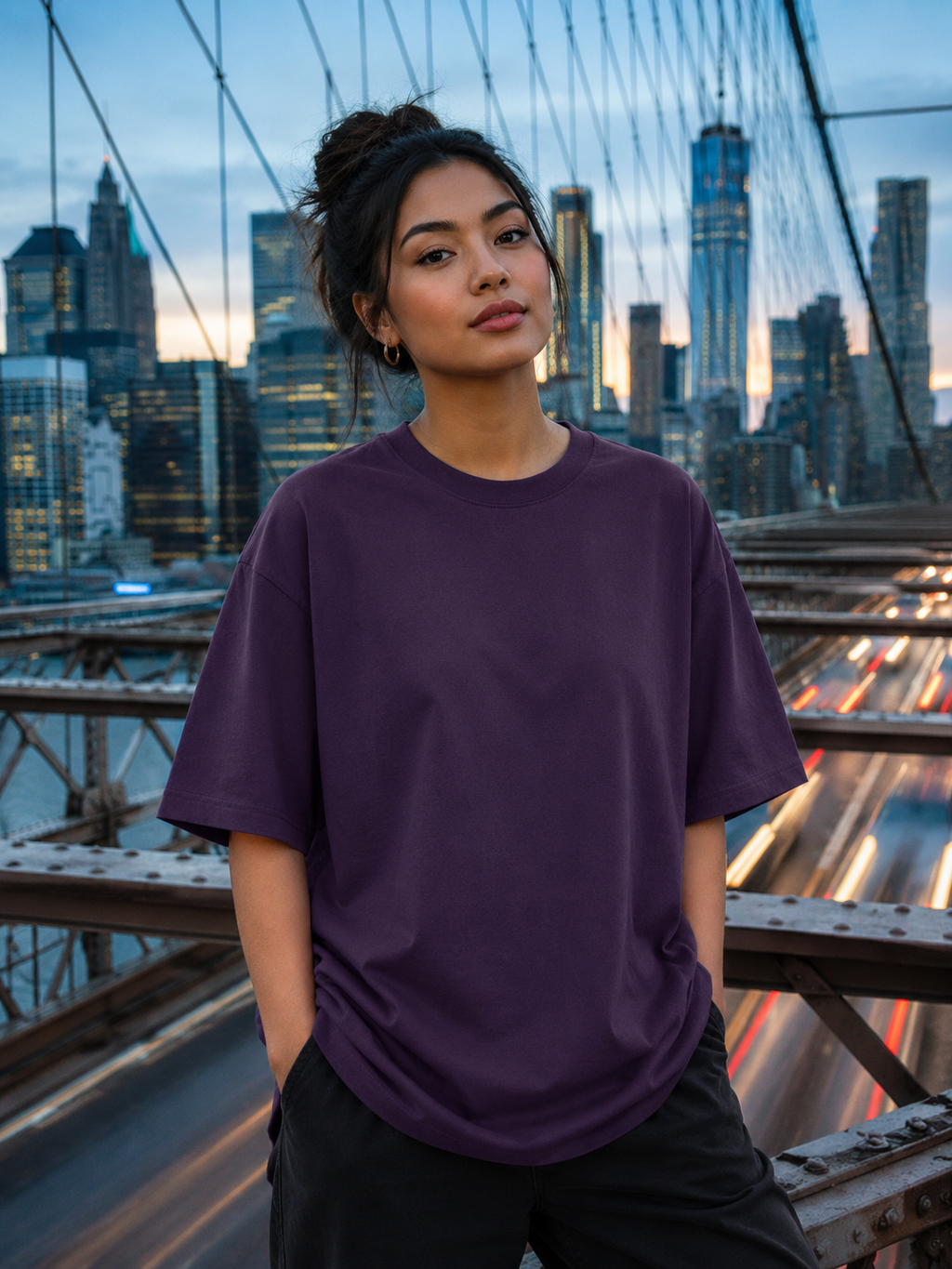 Women's Purple Classic Oversized T-Shirt.