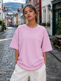 Women's Light Baby Pink Plain Oversized T-Shirt.