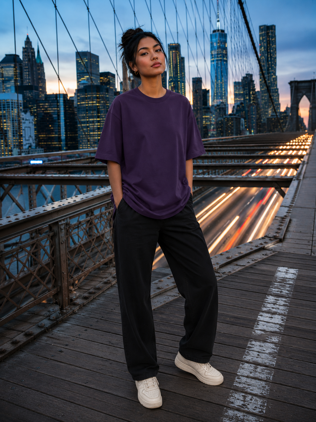 Women's Purple Classic Oversized T-Shirt.