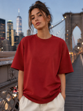 Women's Red Classic Oversized T-Shirt.