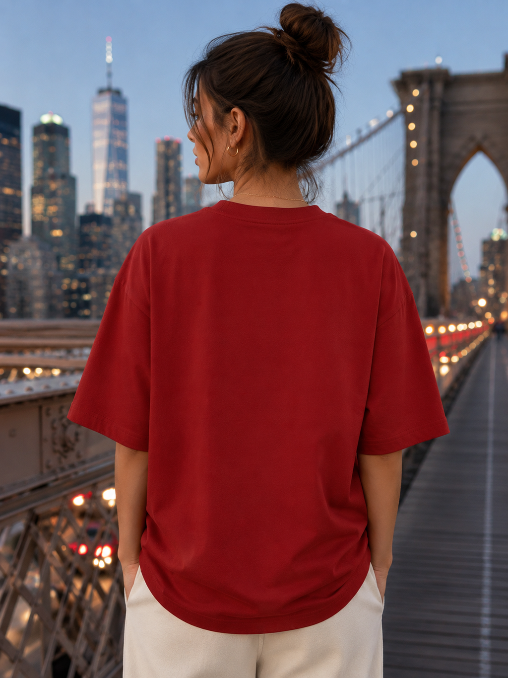 Women's Red Classic Oversized T-Shirt.