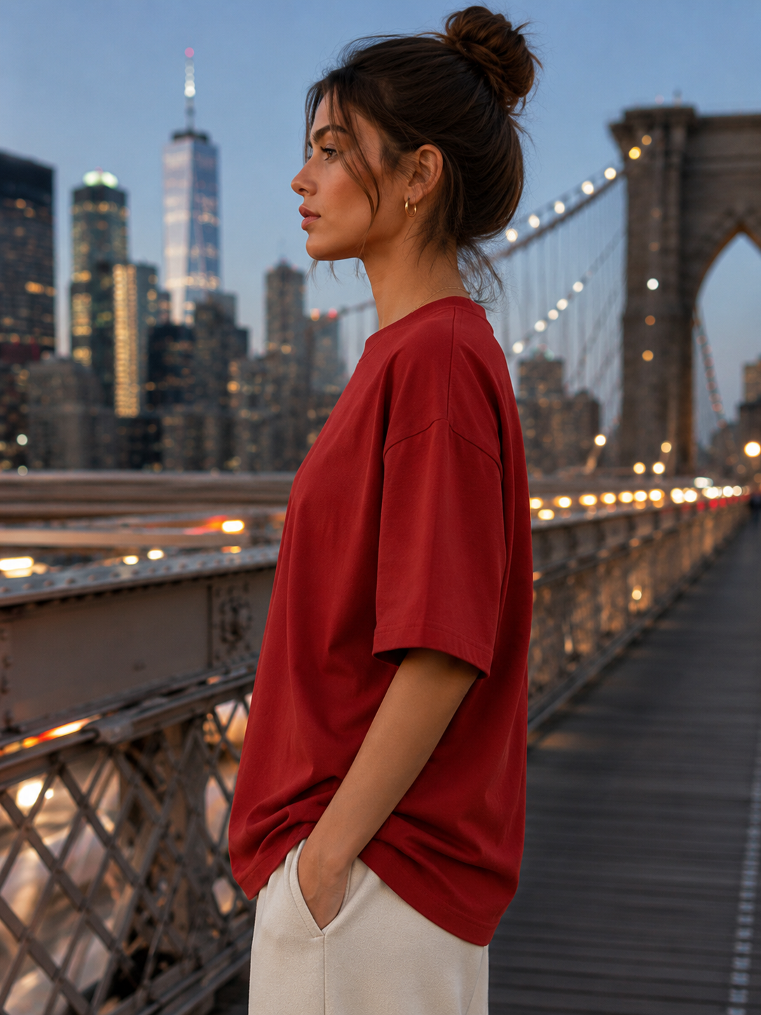 Women's Red Classic Oversized T-Shirt.