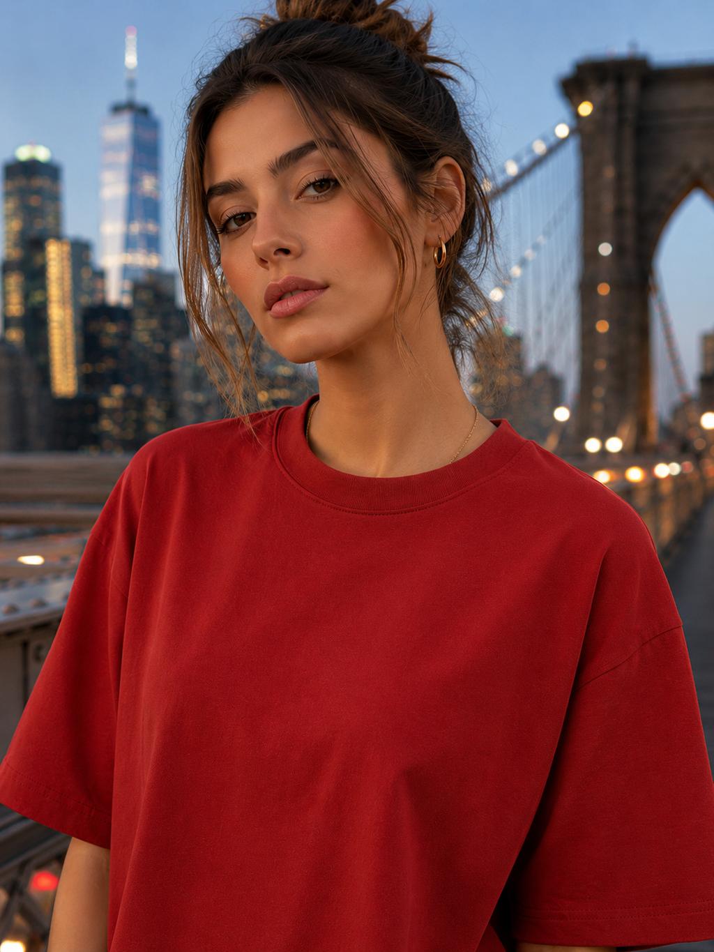 Women's Red Classic Oversized T-Shirt.
