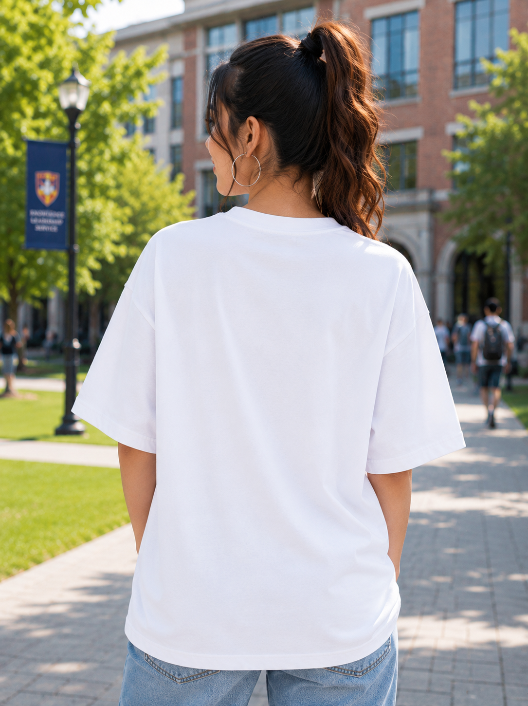 Women's White Plain Oversized T-Shirt.